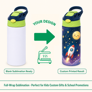 Vasos Sublimables de 12 oz (360 ml) para Niños, Vaso con Boquilla Recta, Botella de Agua de Viaje para el Regreso a Clases - Product Image 2