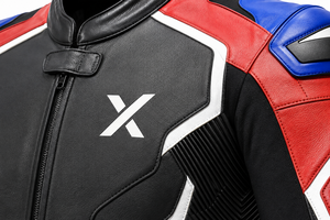 Combinaison de moto en cuir une pièce X Racing |   Noir Rouge Bleu |   Fabricant OEM ODM |   Qualité de conception haut de gamme |   Vêtements de course - Product Image 4