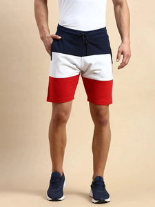 Shorts de sport décontractés pour hommes, taille mi-haute, color block, avec cordon de serrage, séchage rapide - Product Image 1