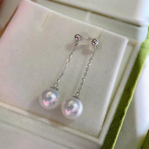 Wenchi Natural Tahitian Black Pearl Earrings 10-11mm <b>Peacock</b> Green Luxury S925 Pure Silver Featuring Light Flaws Model 15051 - Product Image 3