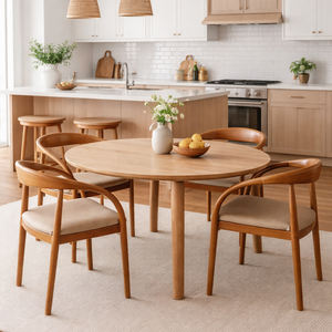 Chaise de salle à manger scandinave Selly en teck indonésien de qualité supérieure, avec pieds tournés, pour restaurant, cuisine, usage commercial, vente en gros - Product Image 6