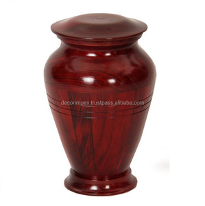 Urne funéraire moderne en laiton et métal pour adultes avec finition rouge et étain, vase de table de haute qualité pour la décoration intérieure et les services funéraires - Product Image 1