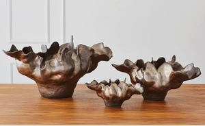 Handmade Cast Metal Ruffled <b>Decorative</b> Bowl Sculptural Organic Edge Tabletop Centerpiece Modern Luxury Home Decor Accent - Product Image 3