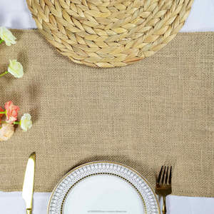 ผ้าปูโต๊ะผ้ากระสอบขนาด 12 x 120 นิ้ว สีธรรมชาติแบบชนบท สำหรับตกแต่งโต๊ะงานแต่งงานสไตล์ตะวันตก สไตล์บ้านไร่ - Product Image 6