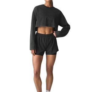 Sudadera Corta para Mujer, Manga Larga, Informal, para Gimnasio, Holgada, Ropa Deportiva, Logotipo Personalizado, OEM, Venta al Por Mayor - Product Image 3