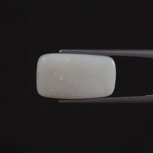 Opale blanche naturelle, pierre précieuse en vrac, 6,25 carats, taille coussin, 18,5x11 MM, certifiée IGI, légèrement cirée/huilée, bonne qualité pour la joaillerie - Product Image 1