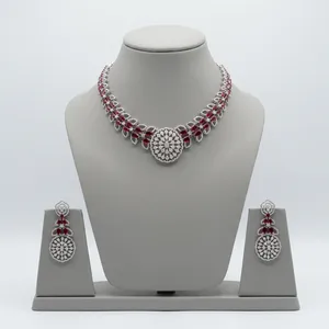 Collar de circonita cúbica al por mayor para mujer, joyería de lujo para invitadas de boda, elegante collar de circonita cúbica brillante - Product Image 1