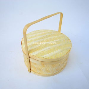 Cesta Decorativa de Bambú Tejida a Mano con Asa, Estilo Antiguo, Redonda, Natural, Organizador de Almacenamiento Artesanal, Color Personalizable - Product Image 6