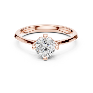 Anillo de compromiso solitario de lujo con diamante de moissanita redondo y engaste en forma de corazón – Anillo de boda de plata chapado en oro rosa - Product Image 1