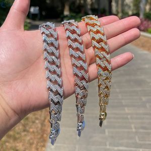 Bracelet en diamants de laboratoire incolores sertis de pierres, pour homme, bracelet cubain personnalisé, style hip hop, bracelet bling-bling style rappeur - Product Image 4