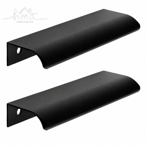 Matte Black Brass Edge Pull Handle Solid Brass Cabinet Drawer Pull Modern Finger Grip <b>Wardrobe</b> Kitchen Cupboard <b>Hardware</b> - Product Image 1