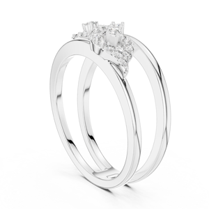 Ensemble de bagues doubles LUMINARA en or blanc massif 18 carats plaqué rhodium avec diamants de laboratoire, style minimaliste, pour fiançailles, fêtes, mariages et usage quotidien - Product Image 2