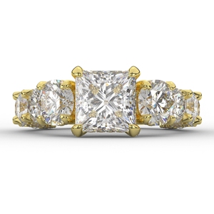 Bague en argent authentique pour femme, avec moissanite en forme de princesse, grappe multi-rangs, pour demande en mariage ou cadeau surprise - Product Image 1