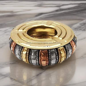 Wholesale <b>Vintage</b> Brass Metal <b>Ashtray</b> Tray Windproof Outdoor Portable Lid Multi-Functional for Cigars Cigarettes Design Service - Product Image 3