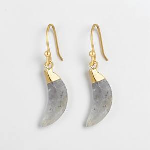 Pendientes Colgantes de Aventurina Verde en Forma de Media Luna, Plata de Ley Bañada en Oro, Hechos a Mano con Moissanita Facetada, Étnicos, Certificados - Product Image 3