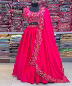 DESIGNER MALAI SATIN SEQUENCE AND THREAD EMBROIDERY WORK LEHENGA CHOLI WITH DUPATTA RANI lehenga choli bridal designer 82484 - Product Image 4