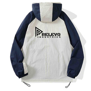 Relevo New Unisex Hooded Windbreaker <b>Jacket</b> <b>Lightweight</b> Zipper Front Color Blocking Casual Spring Wear Full Sleeve - Product Image 4
