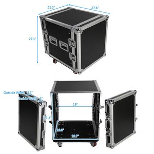 Armadio per Attrezzature DJ a Singolo Strato 12U con Doppia Porta, 19 Pollici, Nero e Argento, per Sistemi di Attrezzature da Palco - Product Image 4