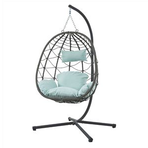 Indoor/Outdoor Swing Egg <b>Chair</b> with Stand Wicker Hanging <b>Basket</b> <b>Chair</b> for Patio Bedroom Living Room - Product Image 3