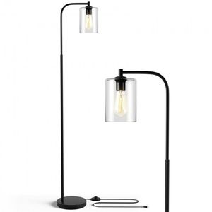 Lampada da Terra Moderna Stile Industriale Mid-Century con Paralume in Vetro Verde per Camera da Letto - Product Image 1