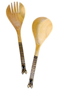 Ensemble de 2 ustensiles en bois d'acacia pour servir les salades, design très demandé, au prix le plus bas. - Product Image 3