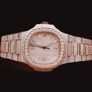 Colección Exclusiva: Nuevo Reloj Cuadrado con Diamantes de Moissanita en Oro Blanco, Totalmente Cubierto de Piedras, Estilo Hip Hop, un Regalo Lujoso para Alguien Especial - Product Image 1