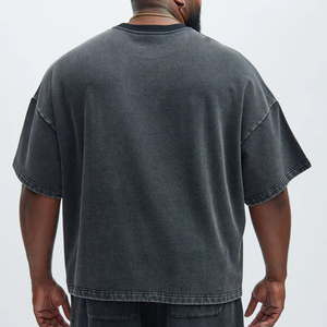 เสื้อยืดโอเวอร์ไซส์ผู้ชาย ผ้าคอตตอนแท้ 100% ทรงหลวม คอทรงกลม แขนสั้น สไตล์ลำลอง แฟชั่น เอฟเฟกต์ย้อมสีแบบแอซิดวอช - Product Image 5