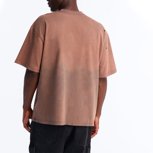 Camiseta de Algodón Marrón Extra Grande para Hombre, Personalizada al por Mayor, con Bolsillo en Contraste, Cuello Redondo, Manga Corta, Estilo Casual - Product Image 2