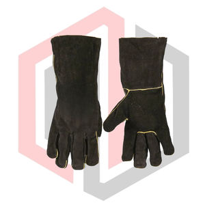 Gants de jardinage en cuir, gants de sécurité en cuir croûte, anti-chaleur, durables, respirants, sans silicone, sans poudre, poignet tricoté de 14 pouces - Product Image 5
