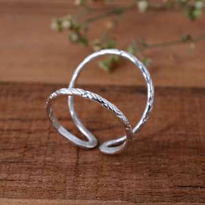 SHYAM JEWELRS Vintage Teardrop Etched 925 Silver Luxury Unisex Wrap <b>Ring</b> <b>Adjustable</b> Double Band Finger Splint - Product Image 3