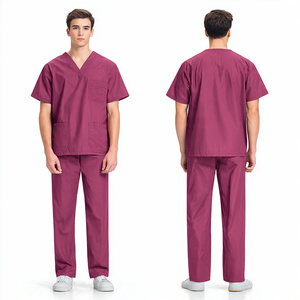 Medical Nurse <b>Uniform</b> <b>Scrub</b> Suit Short Sleeve Customizable 100% Cotton Knitted Breathable Comfortable - Product Image 3