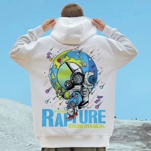 เสื้อฮู้ดพิมพ์ลายการ์ตูนนักบินอวกาศ Rapture Magical Astronaut สำหรับผู้ชาย ผ้าฝ้ายถัก 100% สวมใส่สบายในฤดูใบไม้ร่วง ทรงปกติ สีขาว - Product Image 6