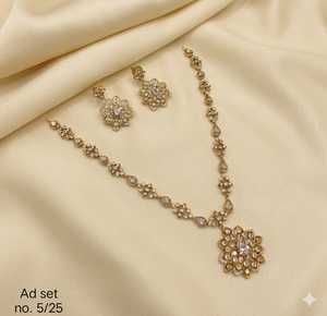Traditional High Quality Gold Rhodium Plated Classic Flower Design Certified Kundan Necklace <b>Set</b> Zircon Stone Wedding Gift - Product Image 2