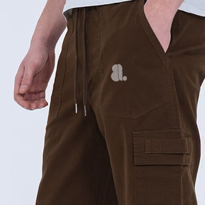 Pantalones cargo para hombre 100% algodón ecológico de secado rápido, transpirables, estilo liso, color sólido - Product Image 2