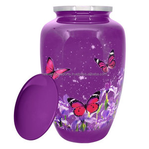 โกศโลหะรูปผีเสื้อสำหรับผู้ใหญ่พร้อมถุงกำมะหยี่สำหรับขี้เถ้า - Product Image 2