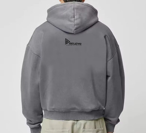 Sudadera con capucha de alta calidad estilo streetwear, personalizada, tallas grandes, con cremallera, hombros caídos, corte cropped, estilo boxy, chaqueta con cremallera, ropa de diseñador para hombre - Product Image 3