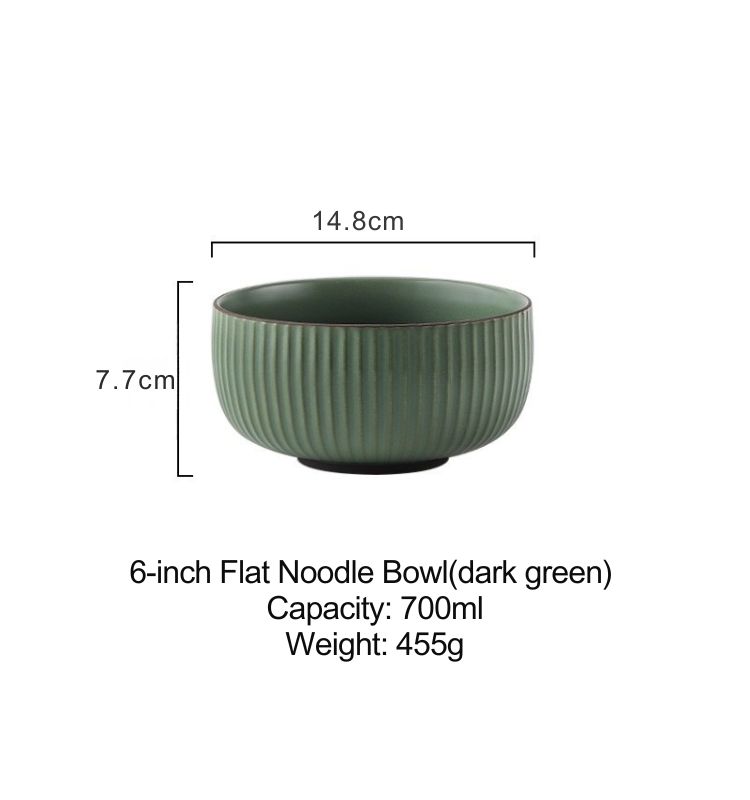 ชามบะหมี่แบน 6 นิ้ว (สีเขียวเข้ม)