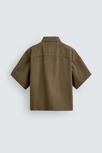Polo Homme Demi-Zip Marron Olive de Haute Qualité, Style Utilitaire, Couleur Unie, Dernier Cri, en Toile avec Poches, Conception OEM - Product Image 4