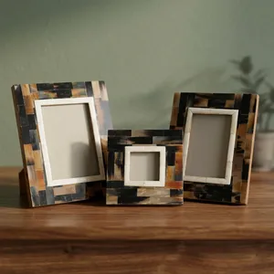 Handcrafted Agate Quartz Marble Mosaic Photo <b>Frame</b> Set Natural Stone Tabletop Decorative Picture Display Luxury Home Office Gift - Product Image 1
