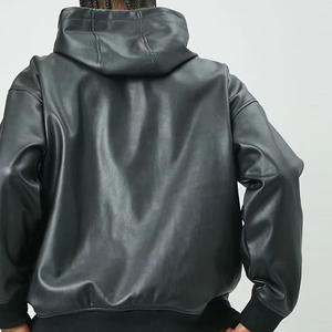 Sweats à capuche en cuir souple, faible MOQ, veste à capuche en cuir véritable de haute qualité, logo personnalisé imprimé, vente en gros - Product Image 2