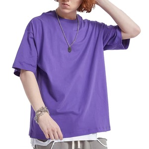 เสื้อยืดแคนวาสแขนสั้นผู้ชายไซส์ใหญ่คุณภาพสูงสำหรับฤดูร้อน สีพื้นล้วน คอโอ ทรงลำลอง - Product Image 5