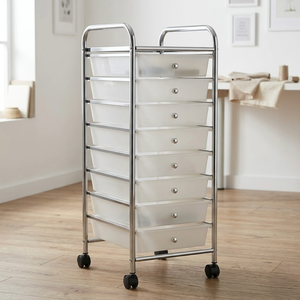 MIT bricolage meubles de rangement à domicile 8 niveaux en plastique tiroir de rangement bureau ménage salon chromé moderne gain de place - Product Image 1