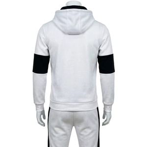 Ensemble de survêtement gris à capuche pour homme, tenue de jogging décontractée, couleur unie, polyester et coton, manches longues, pantalon à cordon de serrage, poches latérales - Product Image 2