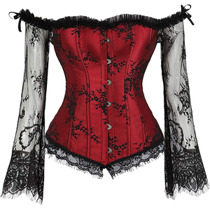 Corsé para Mujer Over Bust Rojo y Negro 2024, Top Bustier, Corsés de Alta Calidad para Adelgazar, Corsé de Látex - Product Image 1