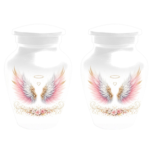 White Aluminum Cremation Urn Angel Wings Memorial <b>Keepsake</b> Vase Decorative <b>Ashes</b> Container <b>for</b> Adult - Product Image 5