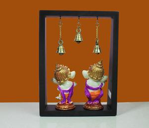 Artesanía Premium: Estatua de Ganesha Bailando con Marco y Campana, Decoración Hindú para Templo y Hogar, Hecho a Mano en Rajastán - Product Image 3