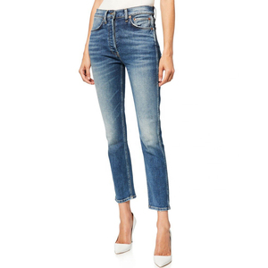 Pantalones Vaqueros de Algodón para Mujer, Alta Calidad, Nuevo Estilo, Corte Recto, Casual, Pierna Ancha, a la Moda, Precio al por Mayor - Product Image 3