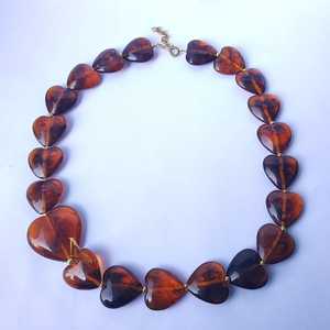 MN EXPORTS MNE-338 Heart Shape <b>Resin</b> Beaded Necklace Vintage Style Hand-made Christian Wedding Women's Jewelry - Product Image 1