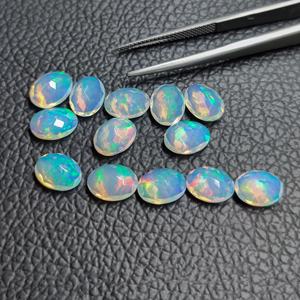 พลอยโอปอลทรงวงรีทรงหลวมขนาด8x10มม. พลอยโอปอลเจียระไนเหลี่ยมเพชรพลอยไฟหลายสีจากธรรมชาติสำหรับทำเครื่องประดับต่างหูแหวน - Product Image 3
