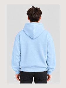 OEM ODM Custom Graphics Hoodie <b>Men</b> Manufacturer Pastel <b>Blue</b> Fleece Arch Letter Printed Sweatshirt Streetwear Outerwear Hoodies - Product Image 4